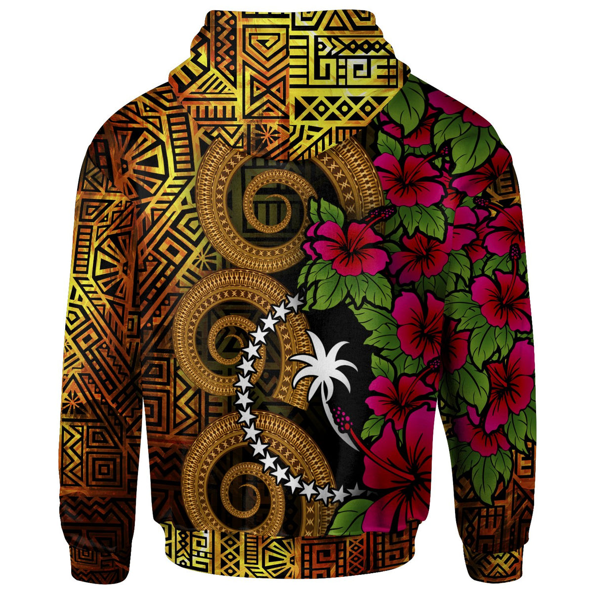 Chuuk Micronesia Zip up Hoodie Hibiscus Vintage - Polynesian Pride