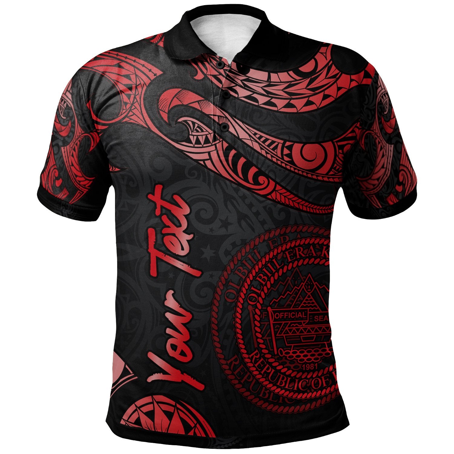 Palau Custom Polo Shirt Polynesian Tattoo Red Version Unisex Red - Polynesian Pride