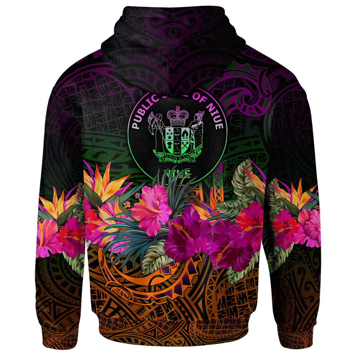 Niue Polynesian Custom Zip up Hoodie Summer Hibiscus - Polynesian Pride