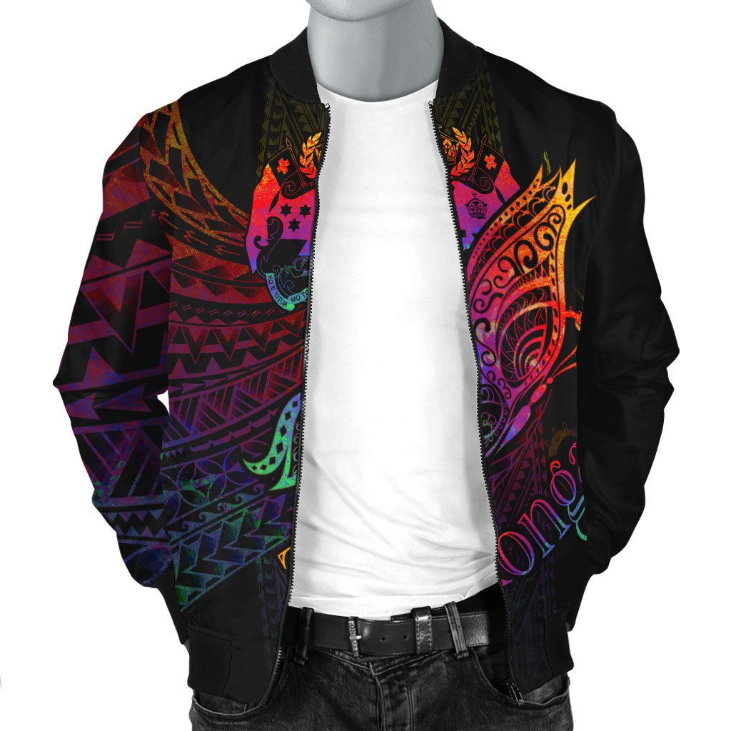 Tonga Men's Bomber Jacket - Butterfly Polynesian Style - Polynesian Pride