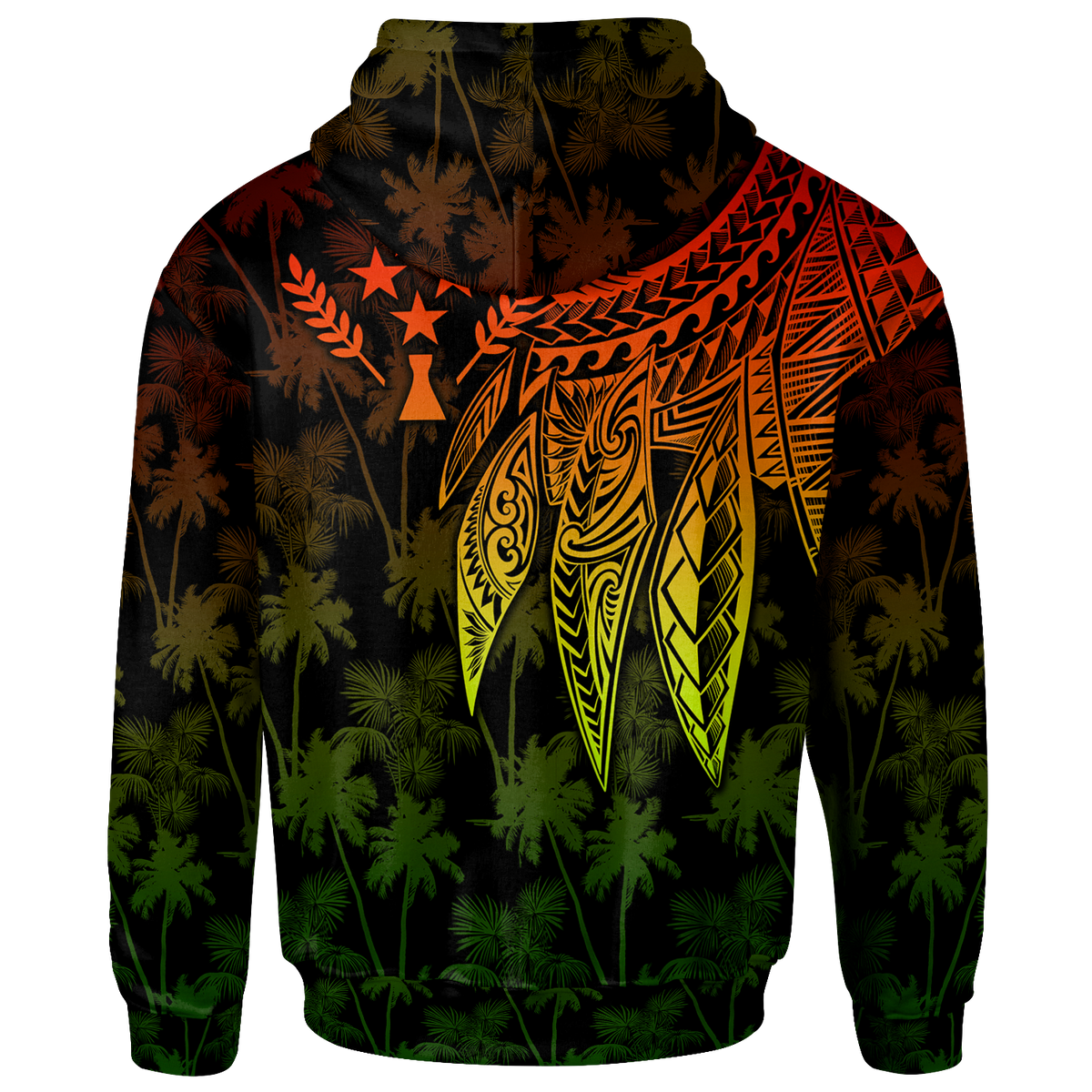 Kosrae Custom Zip up Hoodie Polynesian Wings (Reggae) - Polynesian Pride