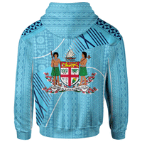 Fiji Zip Hoodie Fiji Flowers With Seal Flag Color - Polynesian Pride