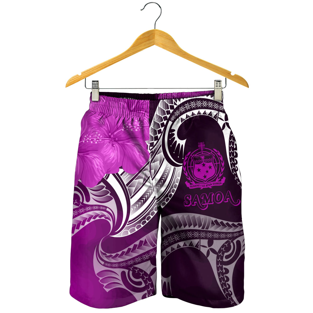 Samoa Men's Shorts - Samoa Seal Wave Style (Pink) - Polynesian Pride