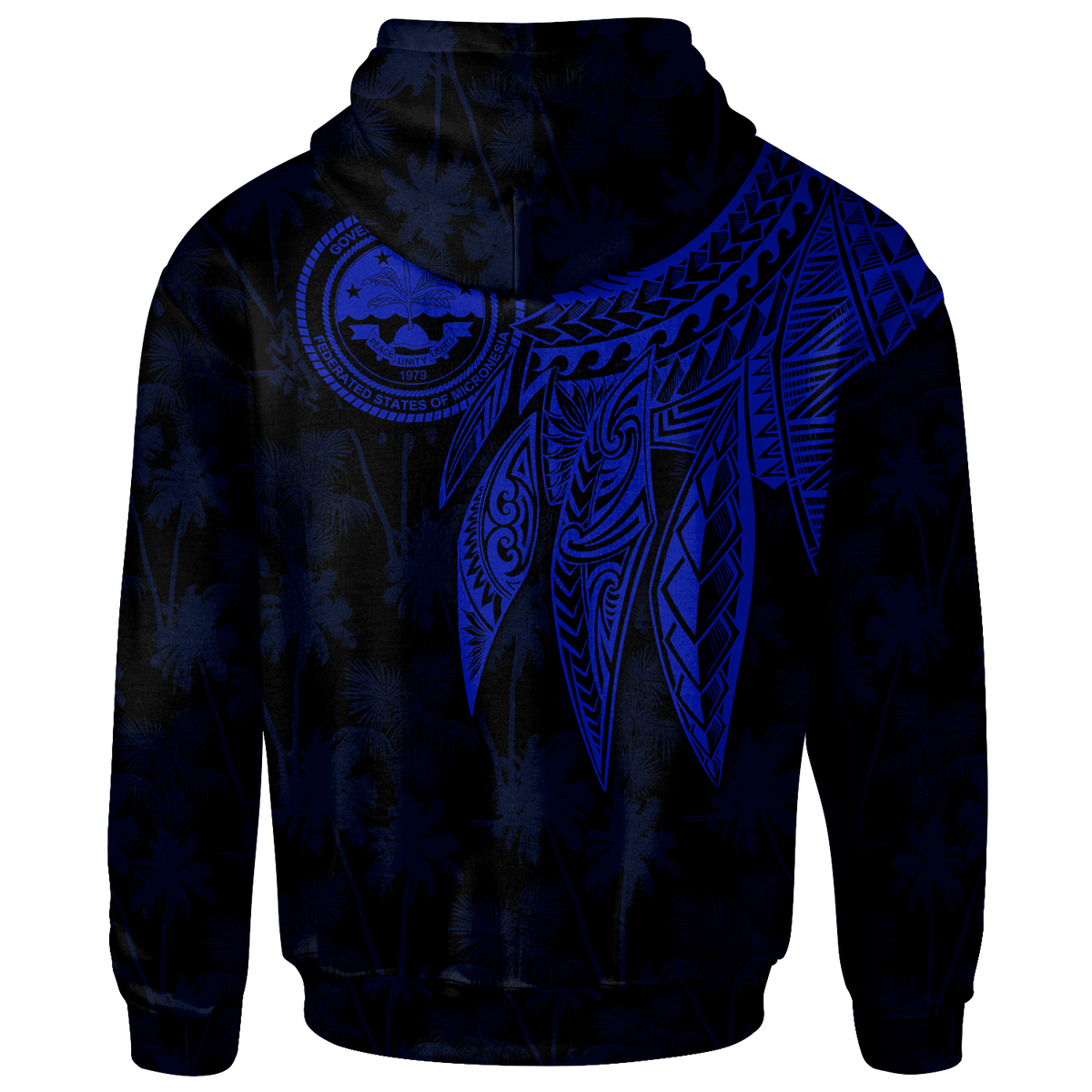 Federated States of Micronesia Zip up Hoodie Polynesian Wings (Blue) - Polynesian Pride