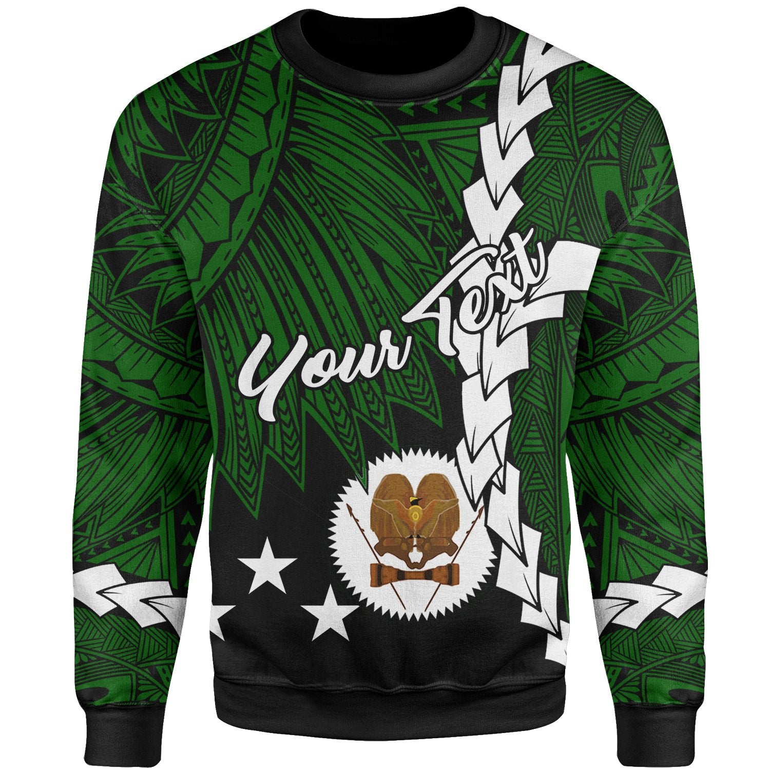 Papua New Guinea Western Highlands Province Polynesian Custom Personalised Sweater - Tribal Wave Tattoo Unisex Green - Polynesian Pride