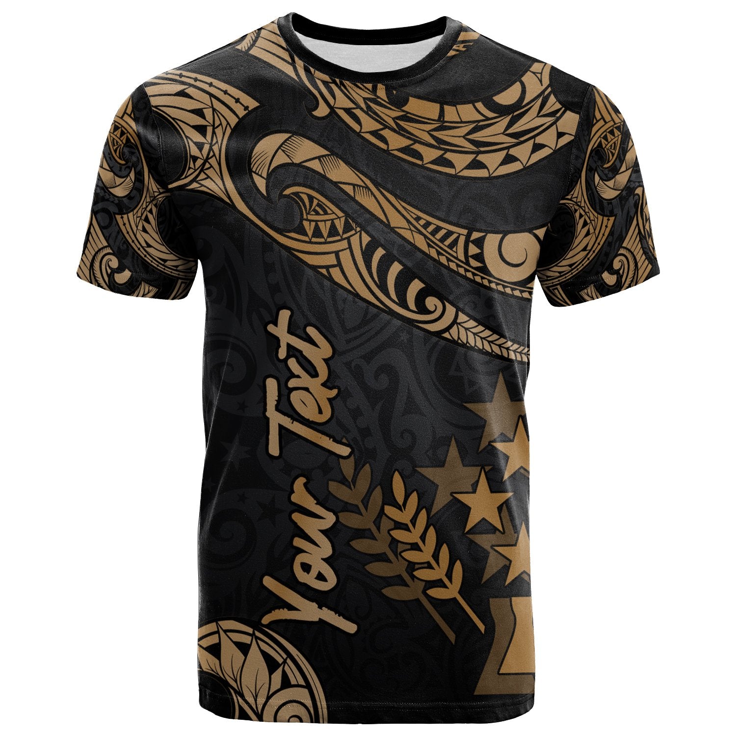 Kosrae Micronesia Custom T Shirt Poly Tattoo Gold Version Unisex Art - Polynesian Pride