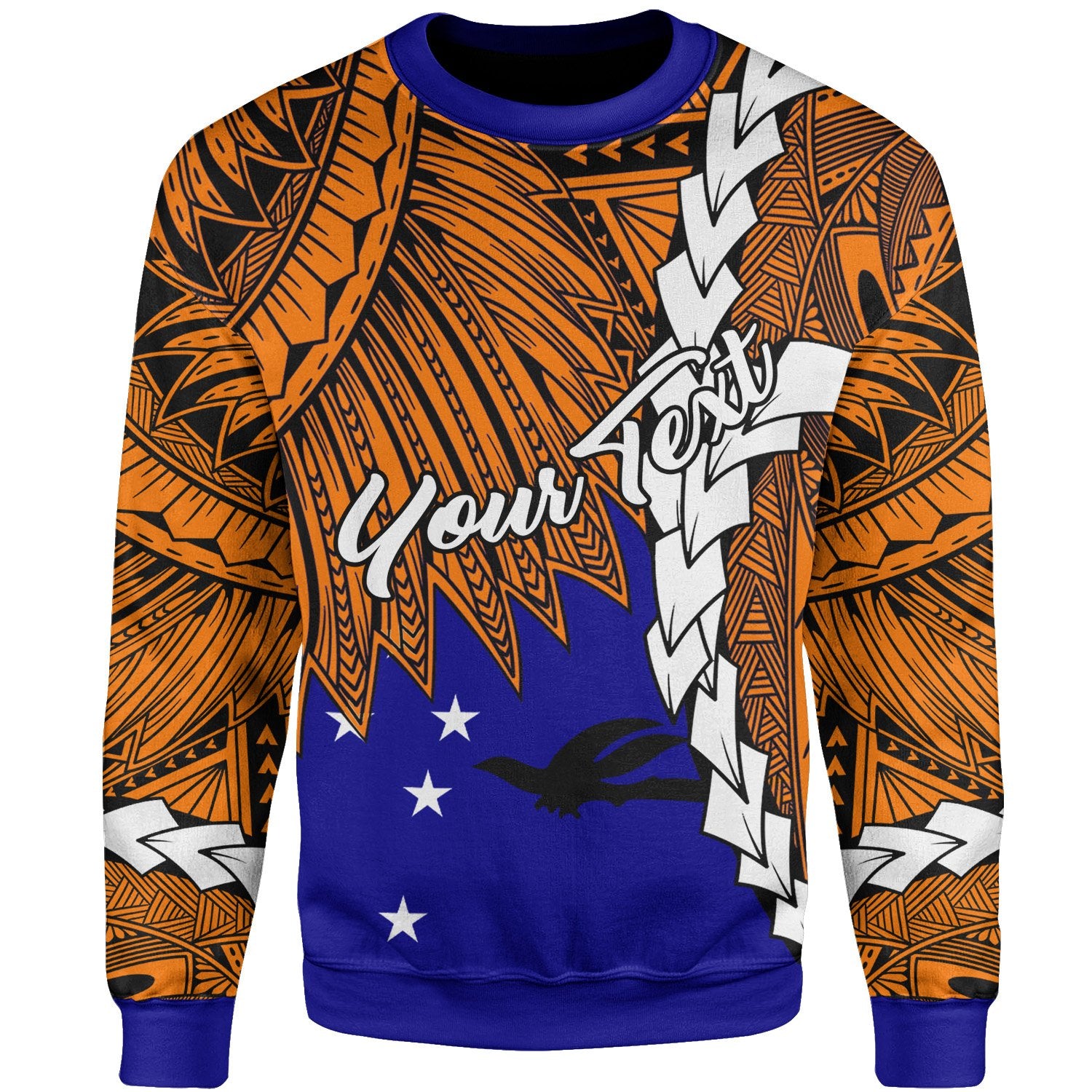 Papua New Guinea New Ireland Province Polynesian Custom Personalised Sweater - Tribal Wave Tattoo Unisex Blue - Polynesian Pride