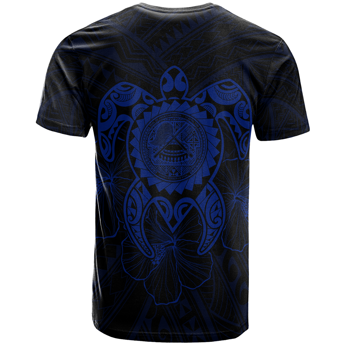 American Samoa Polynesian T Shirt Vintage Polynesian Turtle (Blue) - Polynesian Pride
