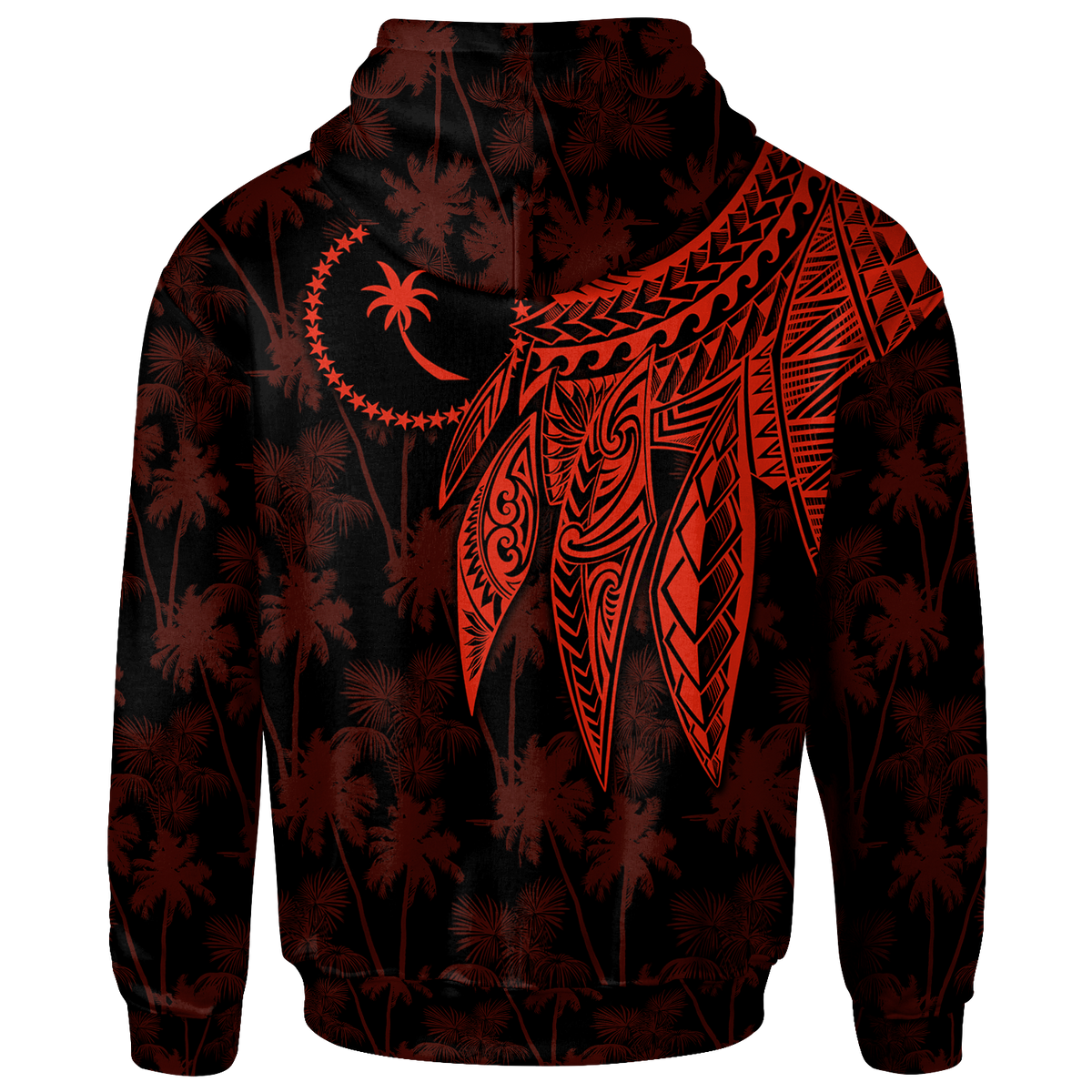 Chuuk Custom Hoodie Polynesian Wings (Red) - Polynesian Pride