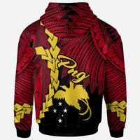 Papua New Guinea Polynesian Hoodie Tribal Wave Tattoo Flag Color - Polynesian Pride