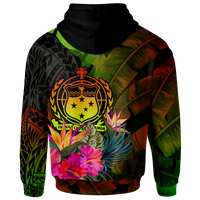 Samoa Polynesian Hoodie Hibiscus and Banana Leaves - Polynesian Pride