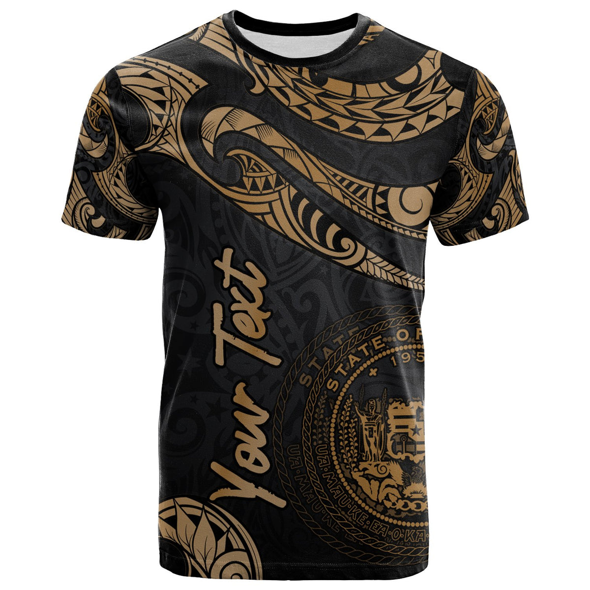 Hawaii Polynesian Custom T Shirt Polynesian Tattoo Gold Version Unisex Art - Polynesian Pride