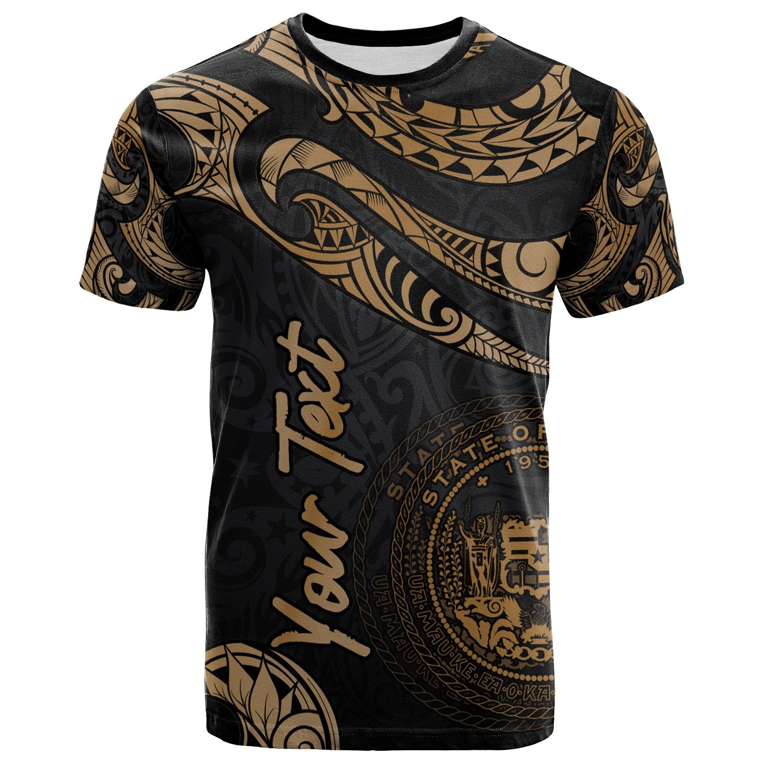 Hawaii Polynesian Custom T Shirt Polynesian Tattoo Gold Version Unisex Art - Polynesian Pride