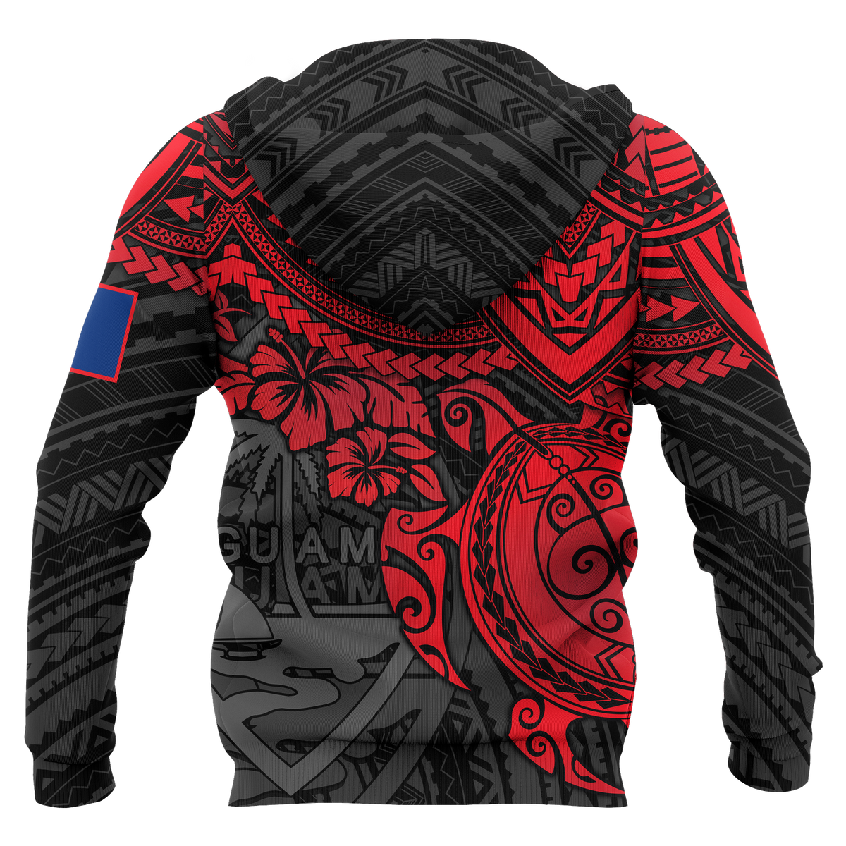 Guam Polynesian Hoodie Red Turtle - Polynesian Pride