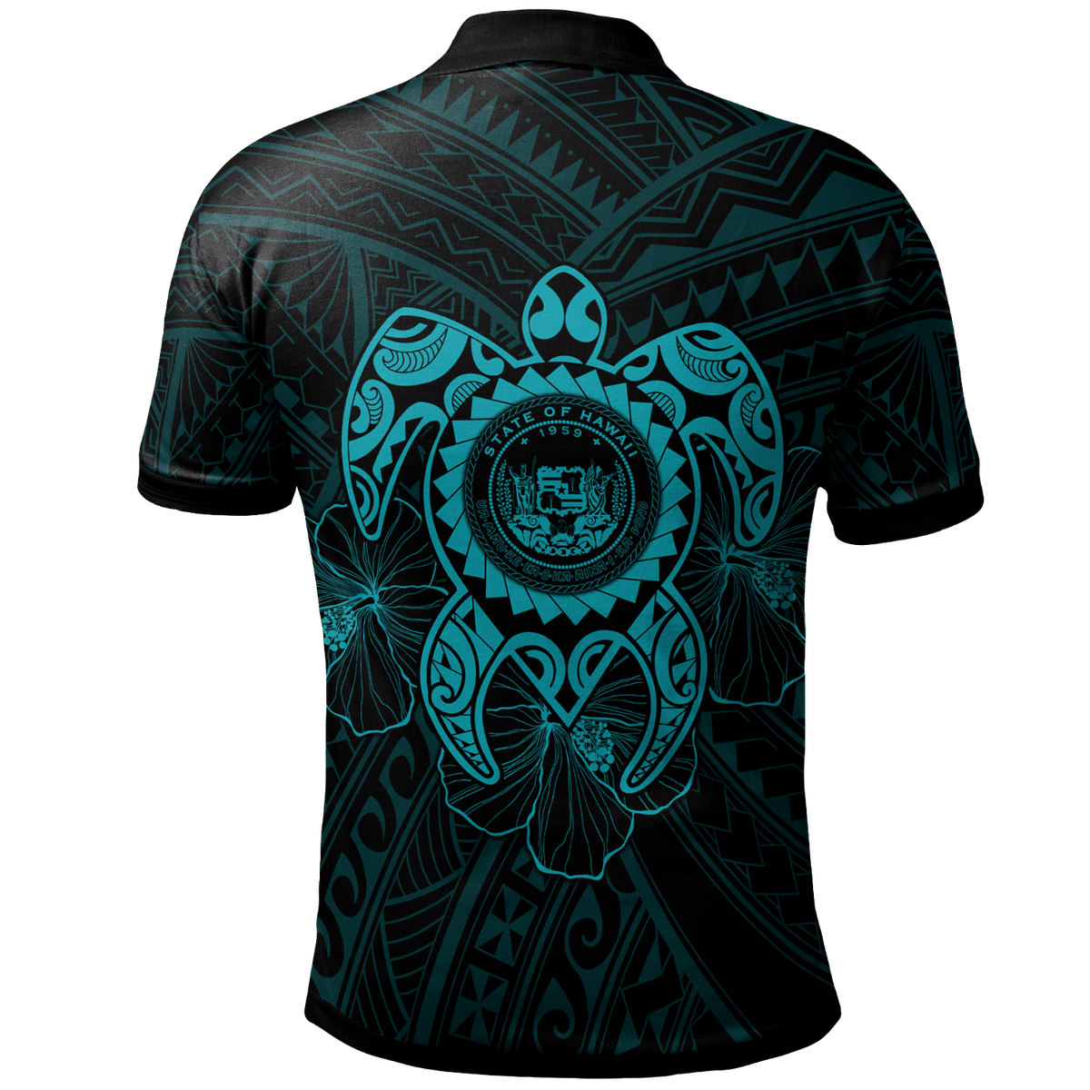 Hawaii Polynesian Custom Polo Shirt Vintage Polynesian Turtle (Turquoise) - Polynesian Pride