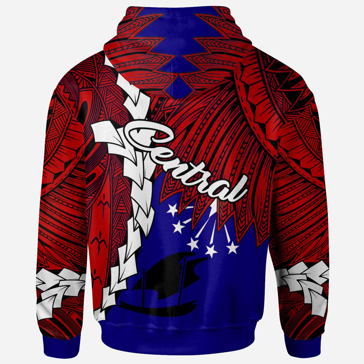 Papua New Guinea Central Province Polynesian Hoodie Tribal Wave Tattoo - Polynesian Pride
