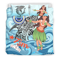 Federated States of Micronesia Bedding Set - Polynesian Girls With Shark - Polynesian Pride