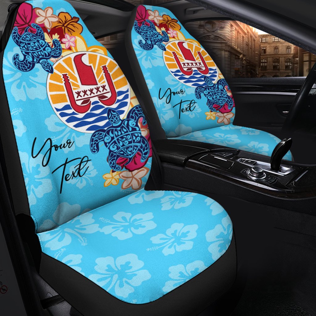 French Polynesia Custom Personalised Car Seat Covers - Tropical Style Universal Fit Blue - Polynesian Pride