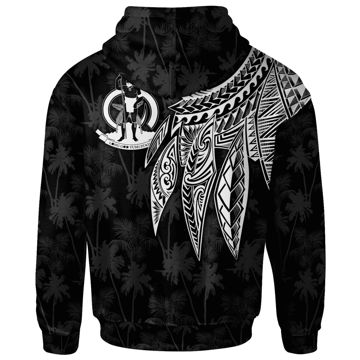 Vanuatu Custom Zip up Hoodie Polynesian Wings (White) - Polynesian Pride