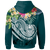 Tahiti Polynesian Zip up Hoodie Summer Plumeria (Turquoise) - Polynesian Pride