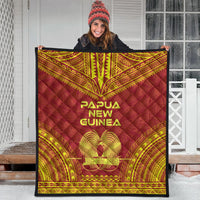 Papua New Guinea Premium Quilt - Papua New Guinea Coat Of Arms Polynesian Chief Red Version - Polynesian Pride