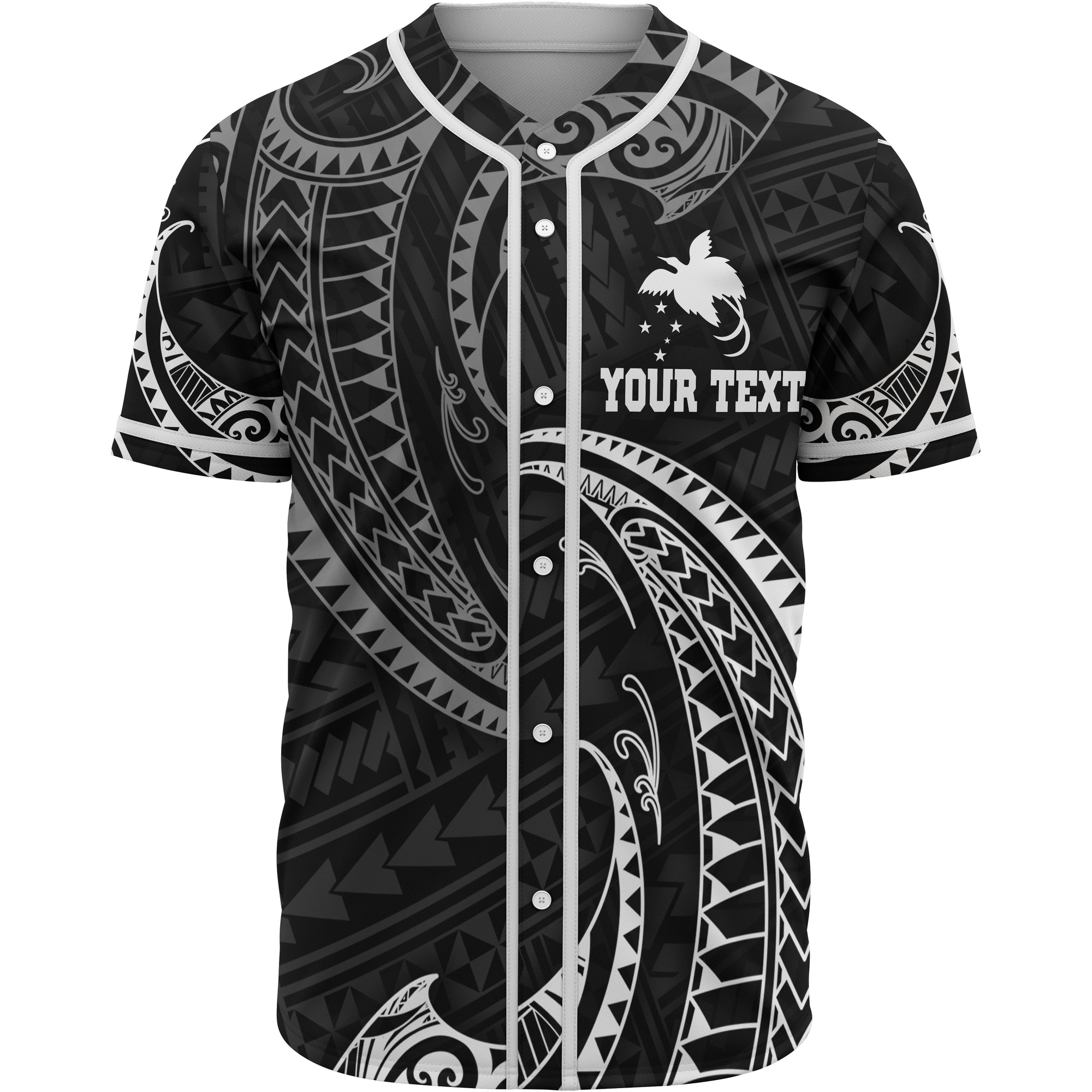 Papua New Guinea Polynesian Custom Personalised Baseball Shirt - White Tribal Wave Unisex White - Polynesian Pride