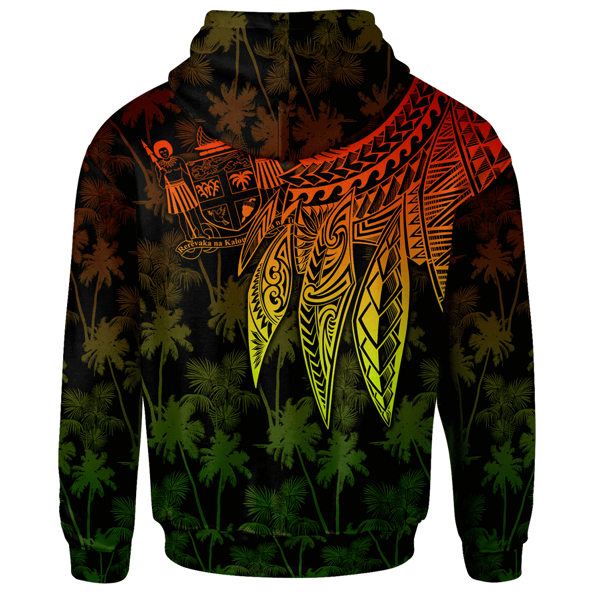 Fiji Custom Zip up Hoodie Polynesian Wings (Reggae) - Polynesian Pride