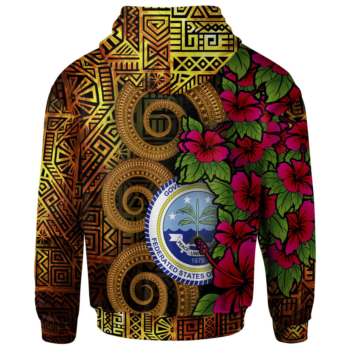 Federated States of Micronesia Zip up Hoodie Hibiscus Vintage - Polynesian Pride