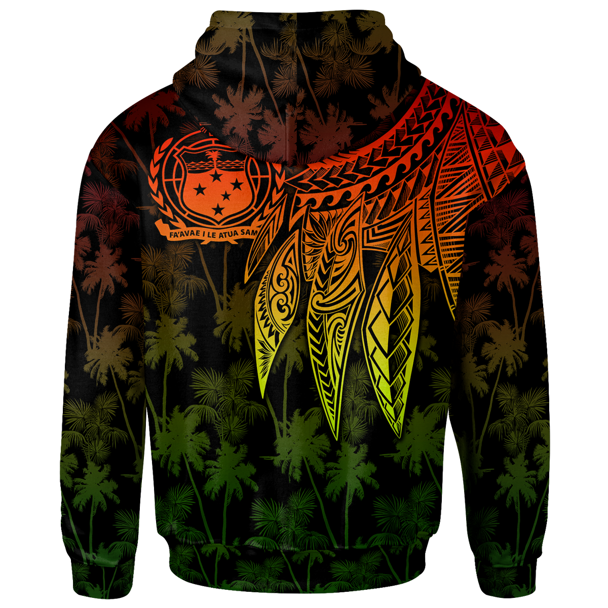 Samoa Custom Zip up Hoodie Polynesian Wings (Reggae) - Polynesian Pride