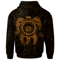 Hawaii Polynesian Custom Zip up Hoodie Vintage Polynesian Turtle (Golden) - Polynesian Pride