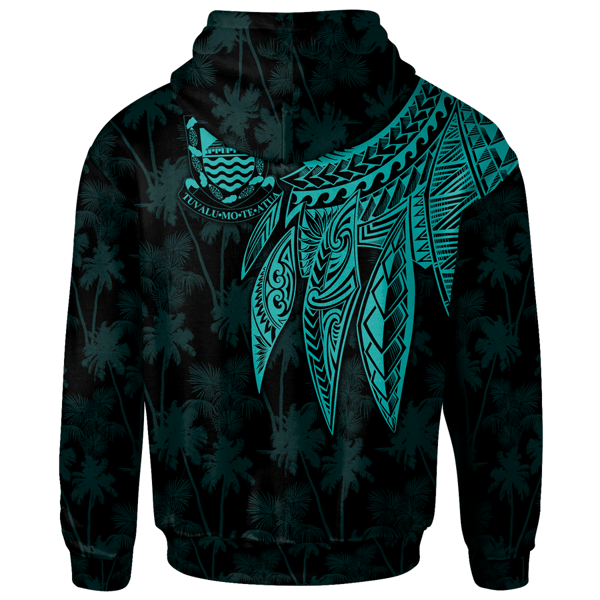 Tuvalu Custom Zip up Hoodie Polynesian Wings (Turquoise) - Polynesian Pride
