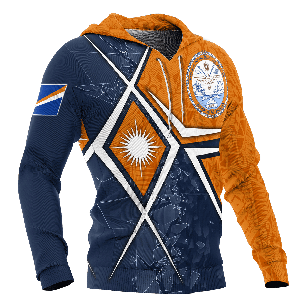 Marshall Islands Hoodie Marshall Islands Flag with Polynesian Patterns - Polynesian Pride