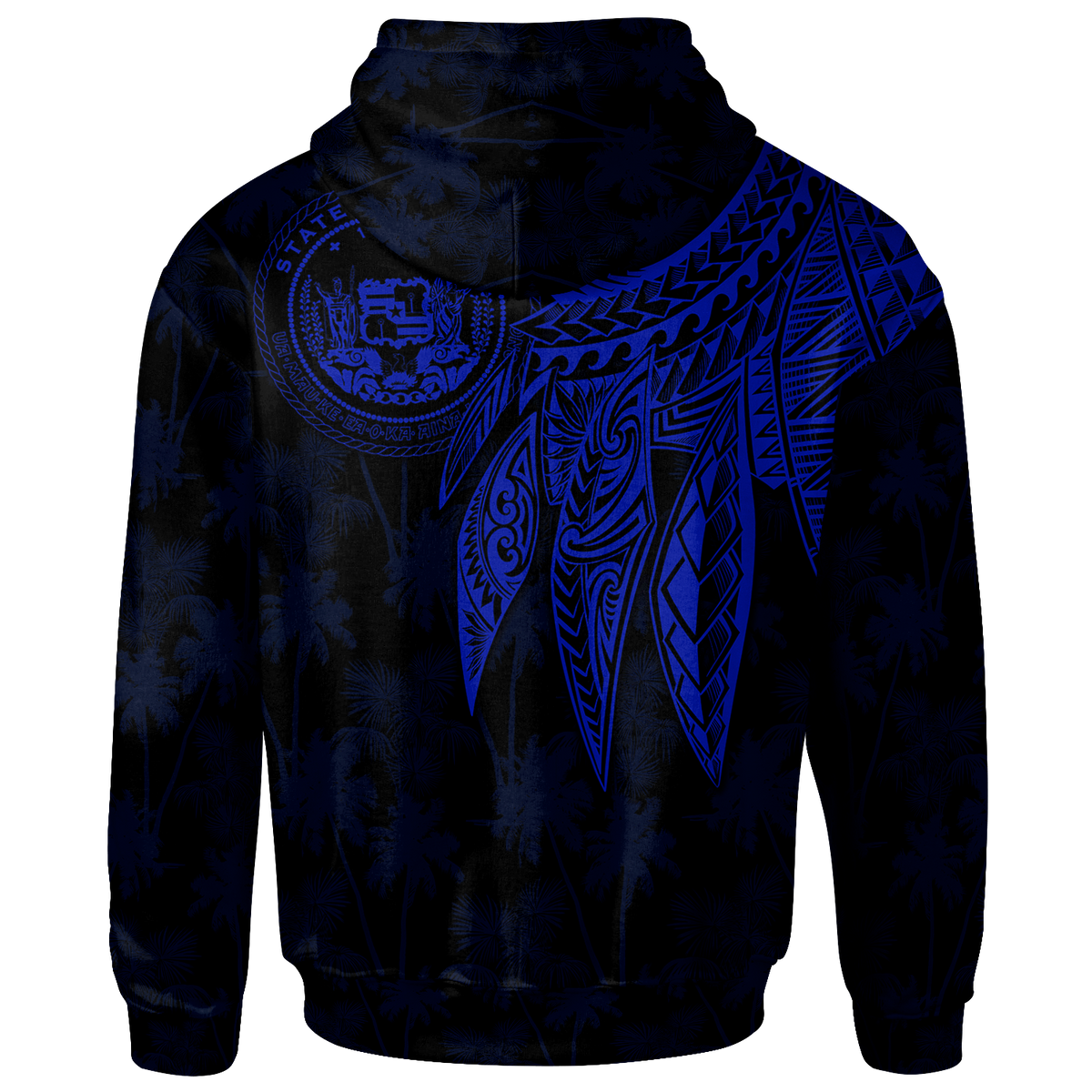 Polynesian Hawaii Zip up Hoodie Polynesian Wings (Blue) - Polynesian Pride