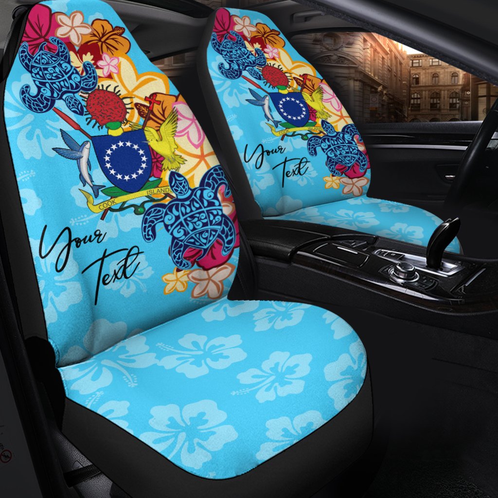 Cook Islands Custom Personalised Car Seat Covers - Tropical Style Universal Fit Blue - Polynesian Pride