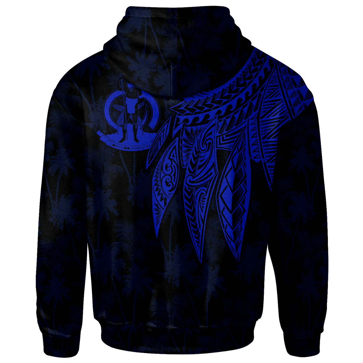 Vanuatu Custom Hoodie Polynesian Wings (Blue) - Polynesian Pride