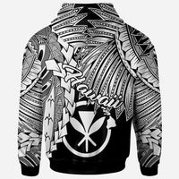Polynesian Hawaii Zip up Hoodie Tribal Wave Tattoo White - Polynesian Pride