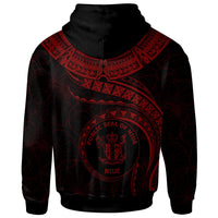 Niue Polynesian Custom Zip up Hoodie Niue Waves (Red) - Polynesian Pride