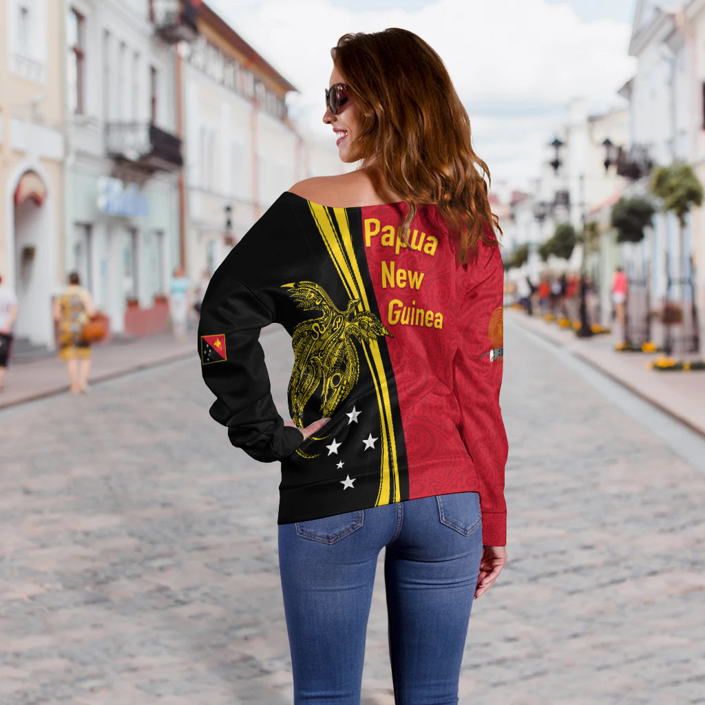 Papua New Guinea Independence Anniversary Polynesian Tribal Women Off Shoulder Sweater - LT12 - Polynesian Pride