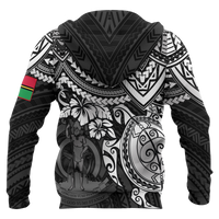 Vanuatu Polynesian Zip up Hoodie White Turtle - Polynesian Pride