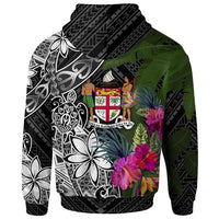 Fiji Custom Hoodie Turtle Plumeria Banana Leaf Crest - Polynesian Pride