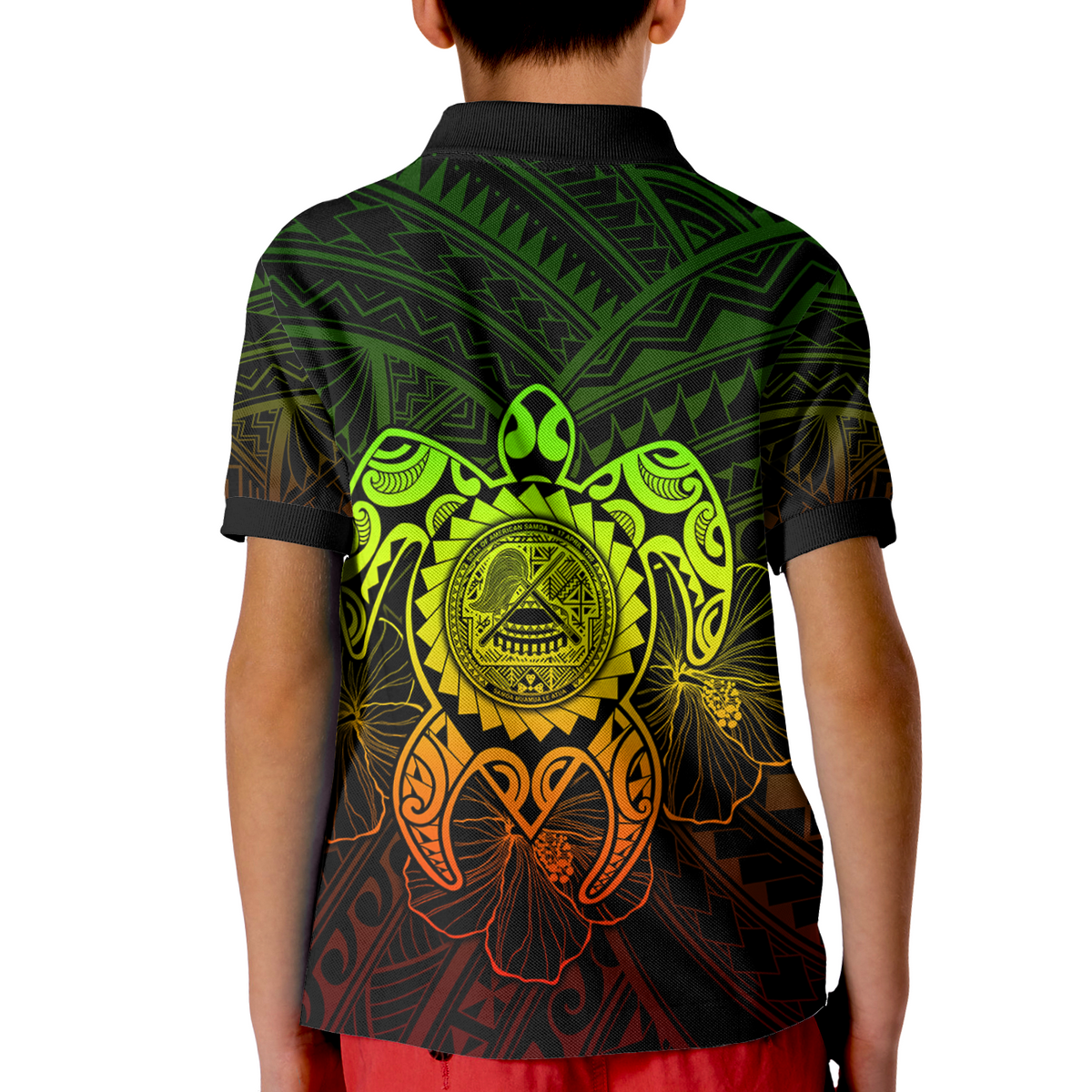 American Samoa Polynesian Polo Shirt Vintage Polynesian Turtle (Reggae) - Polynesian Pride