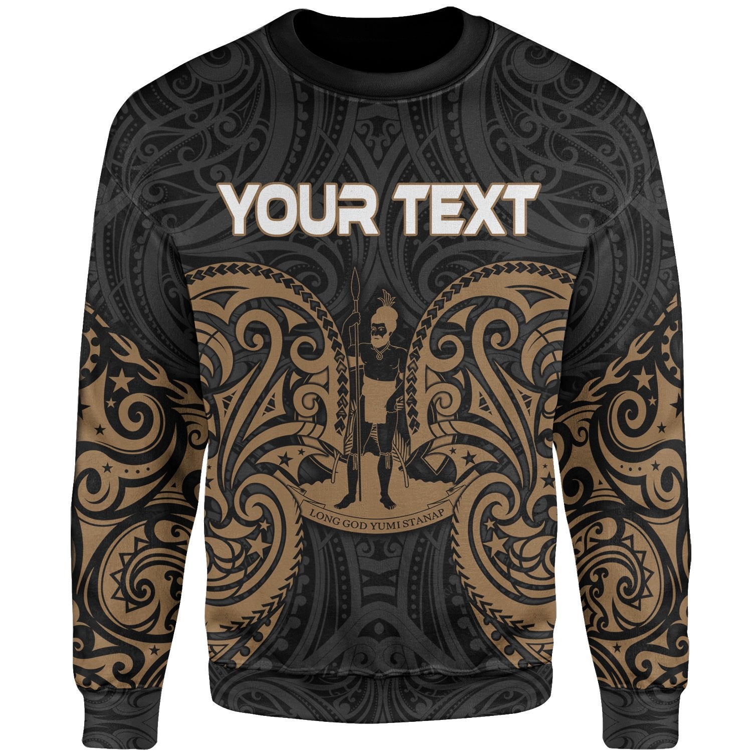Vanuatu Polynesian Custom Personalised Sweater - Spirit Style Gold Unisex Gold - Polynesian Pride