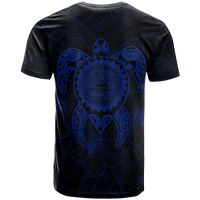 American Samoa Polynesian Custom T Shirt Vintage Polynesian Turtle (Blue) - Polynesian Pride