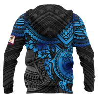 American Samoa Polynesian Hoodie (Zip up) Blue Turtle - Polynesian Pride