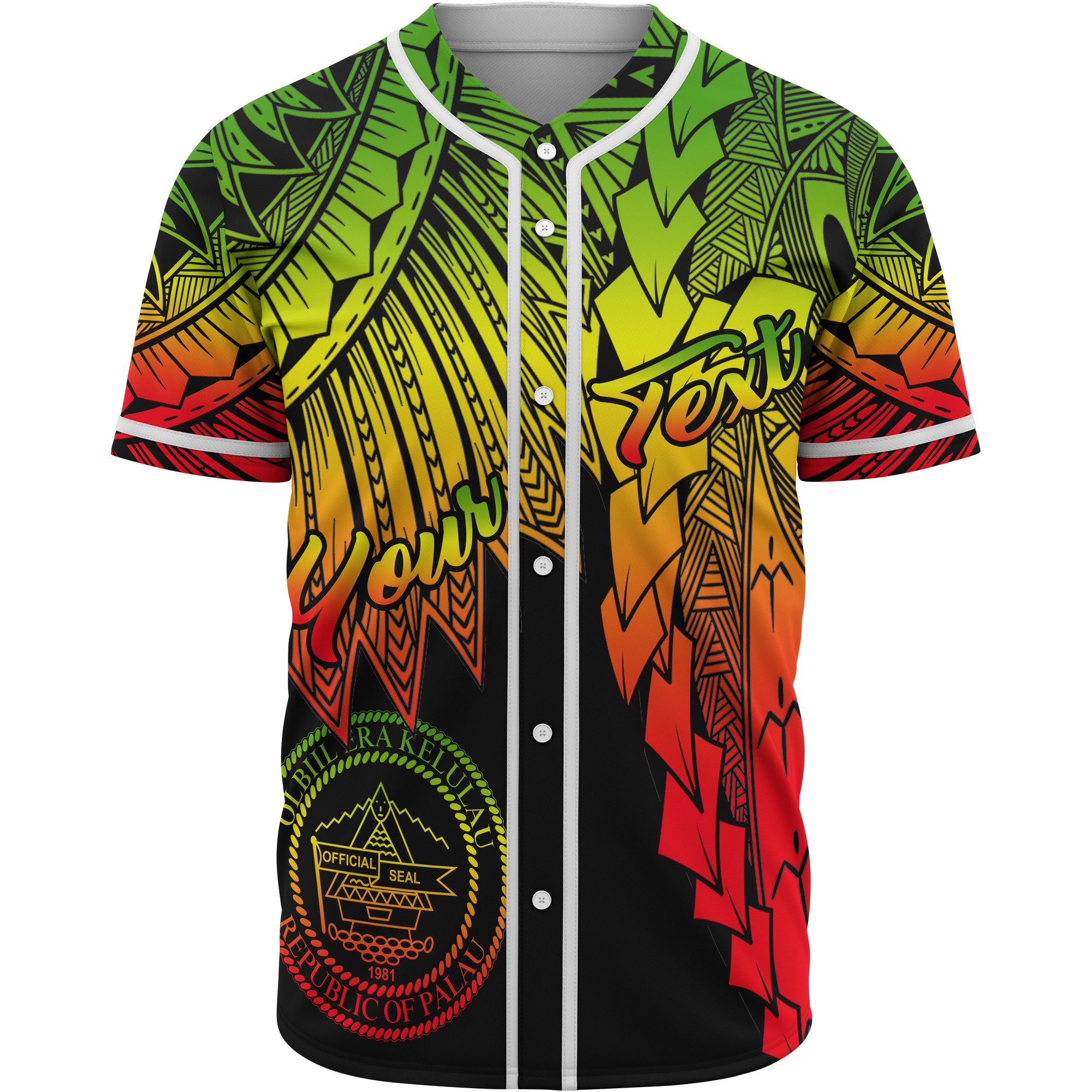 Palau Polynesian Custom Personalised Baseball Shirt - Tribal Wave Tattoo Reggae Unisex Reggae - Polynesian Pride
