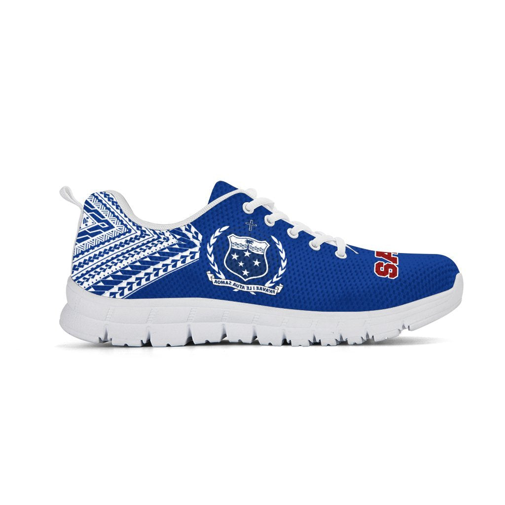 Samoa Athletic Sneakers - Samoa Coat Of Arms Polynesian Tattoo Behind - A0 - Polynesian Pride