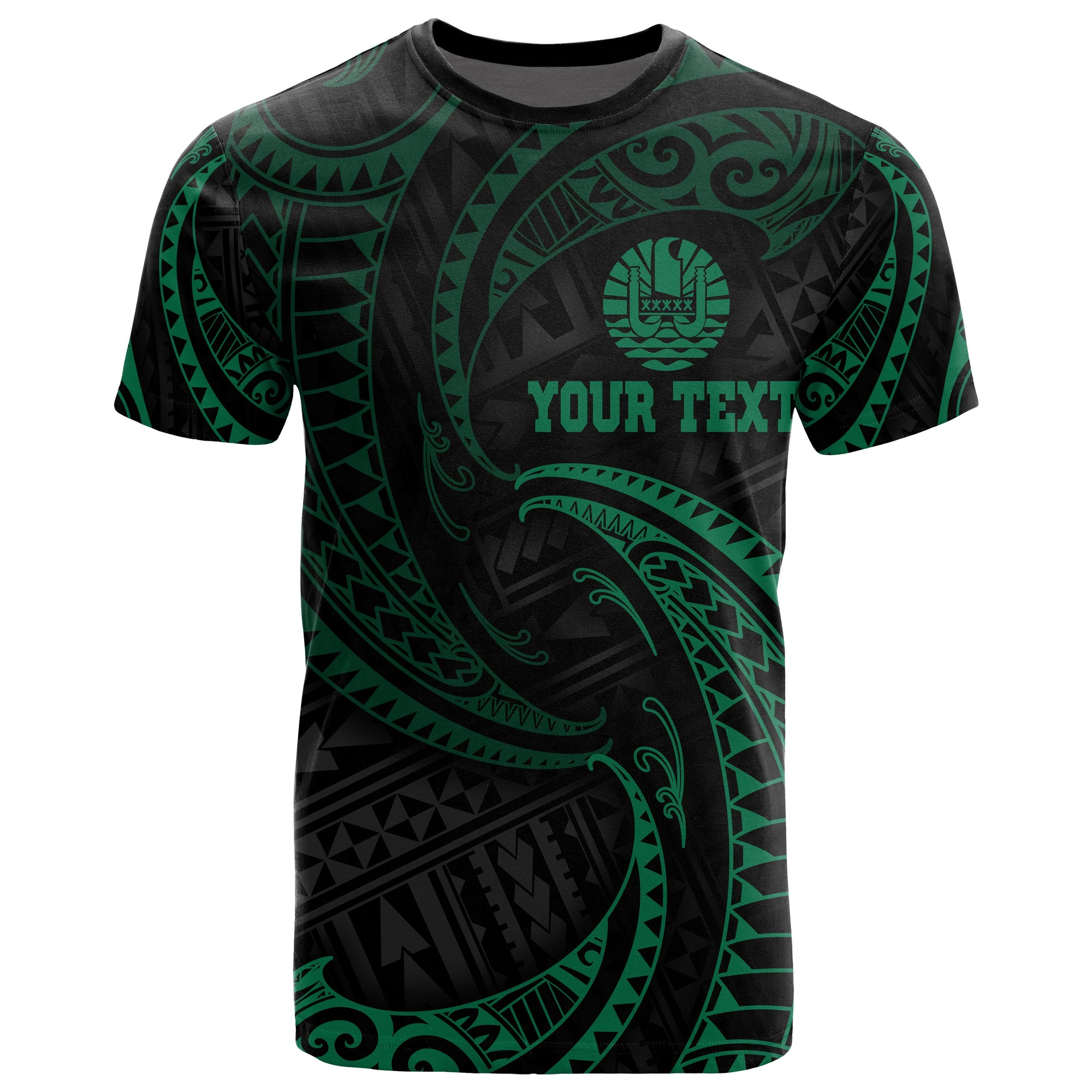 Tahiti Polynesian Custom T Shirt Green Tribal Wave Unisex Green - Polynesian Pride