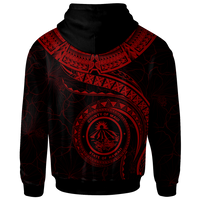 Polynesian Hawaii Hoodie Maui Polynesian Waves (Red) - Polynesian Pride