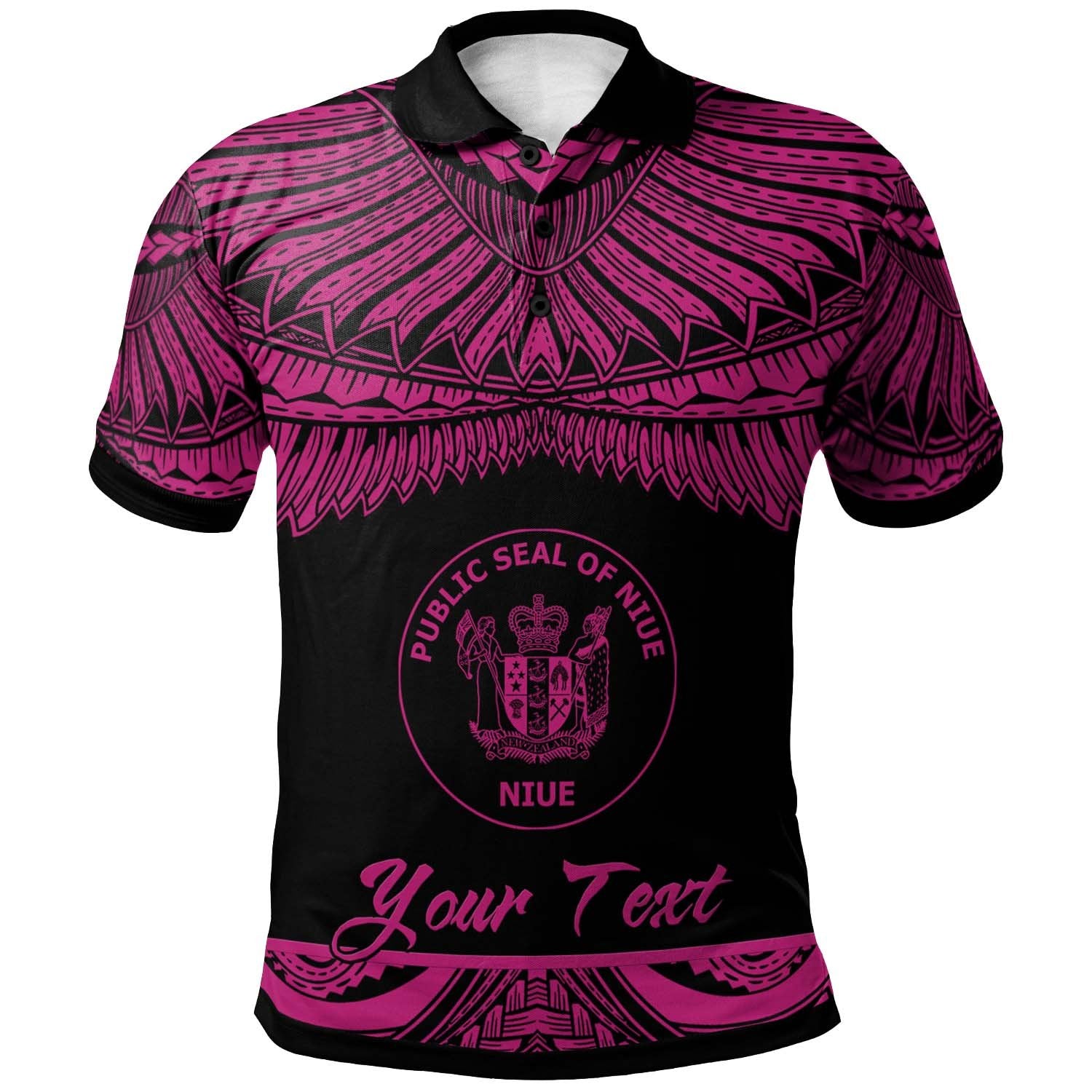 Niue Custom Polo Shirt Polynesian Tattoo Pink Version Unisex Pink - Polynesian Pride