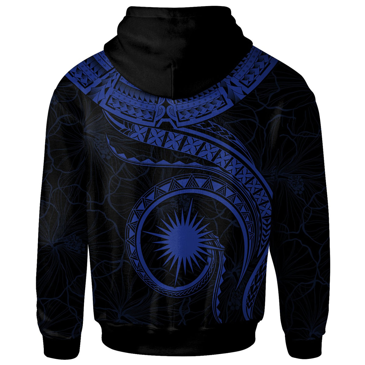 Marshall Islands Polynesian Custom Zip up Hoodie Marshall Islands Waves (Blue) - Polynesian Pride